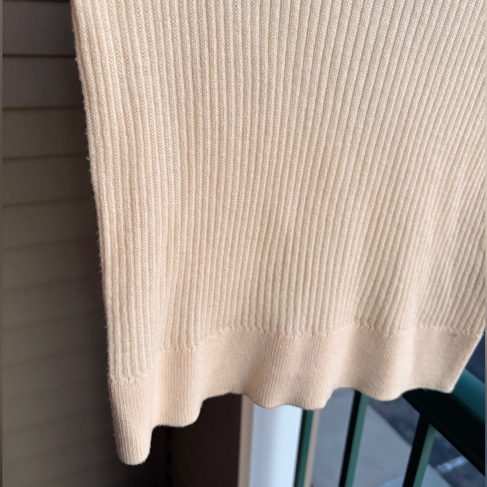 🆕🌾Treasure & Bond Ribbed Sweater XS Cream Stretch Soft Knit Top Minimalist $59 - Picture 8 of 13